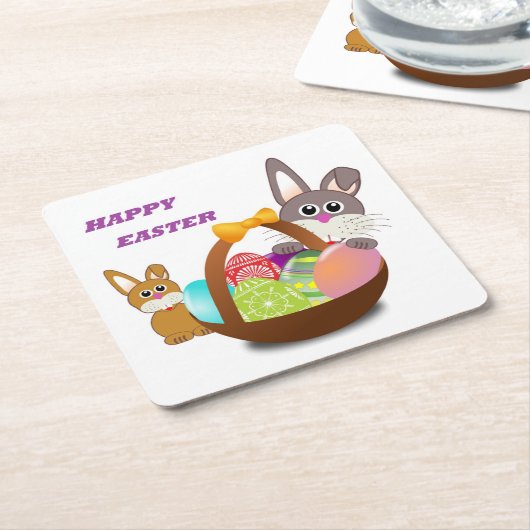 BUNNY "HAPPY EASTER" KARTONNEN ONDERZETTERS (Schuin)