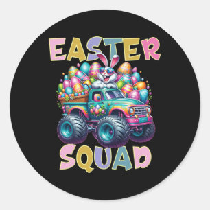 Bunny Happy Easter Monster Vrachtwagenliefhebbers  Ronde Sticker