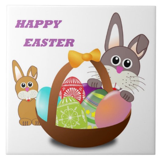 BUNNY "HAPPY EASTER" TEGELTJE (Voorkant)