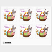 BUNNY "HAPPY EASTER" VIERKANTE STICKER (Vel)