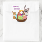 BUNNY "HAPPY EASTER" VIERKANTE STICKER (Tas)