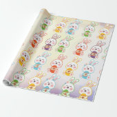 Bunny Happy Paaster Day Pattern Cadeaupapier (Uitgerold)
