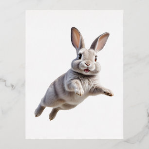 Bunny Happy speelse plezier springen in de lucht k Folie Feestdagen Briefkaart