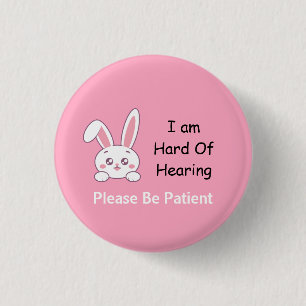 Bunny Hard of Hearing Ronde Button 3,2 Cm