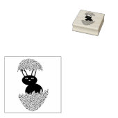Bunny Hatching from Egg Weird Wood Art Stamp Rubberstempel (Gestempeld)
