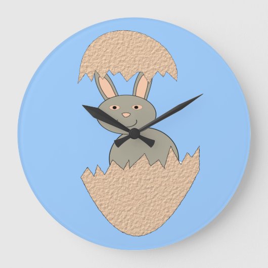 Bunny Hatching van de eierwand-klok Grote Klok (Voorkant)