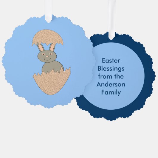 Bunny Hatching van Egg Weird Custom Ornament Kaart (Voorkant / Achterkant)