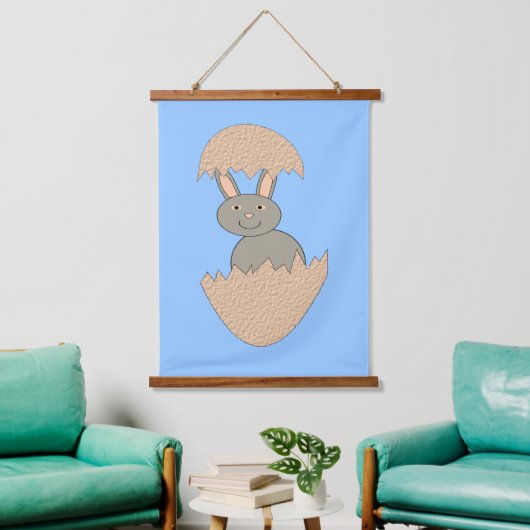Bunny Hatching van Egg Weird Hangend Wandkleed (Woonkamer)