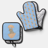 Bunny Hatching van Egg Weird Ovenwant & Pannenlap Set (Voorkant / Achterkant)