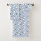 Bunny head over Sky Blue Pattern Bad Handdoek (Insitu)