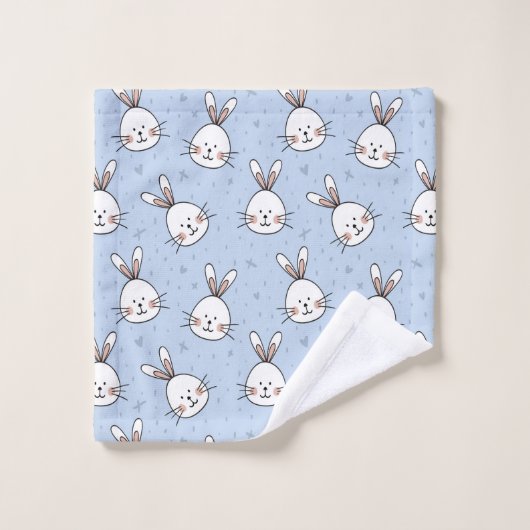 Bunny head over Sky Blue Pattern Bad Handdoek (Wasdoekje)
