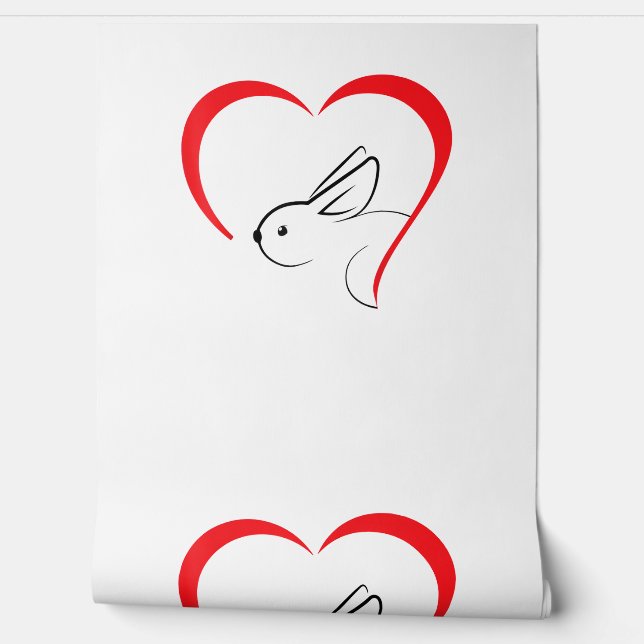 Bunny Heart - Konijn Behang (Afrollen)