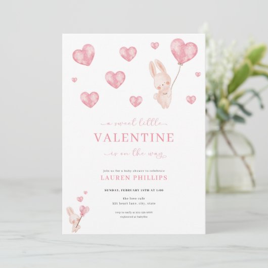 Bunny Hearts Kleine Valentijn Baby shower Kaart (Staand voorkant)