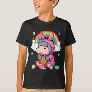 Bunny Hippo Paasjacht Eieren Mand Kleurrijke Ra T-shirt