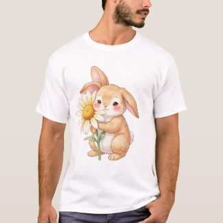 Bunny Holding a Flower 🌼🐰 T-shirt