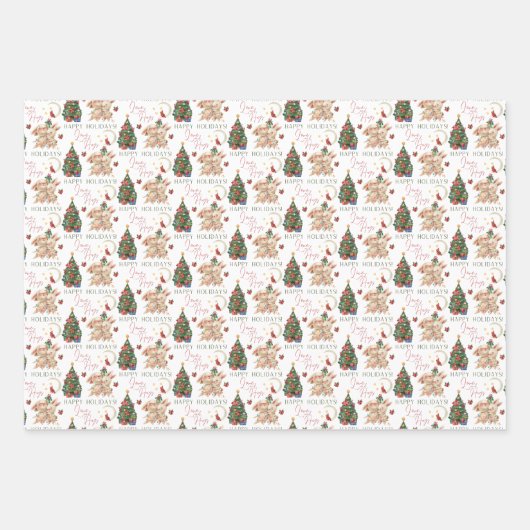 Bunny Holiday Wrapping Paper Flat Sheet Set 3 (Voorkant 3)