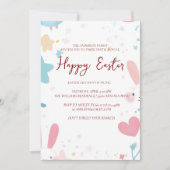 Bunny hoort en bloemenvrolijk Pasen Kaart (Voorkant)