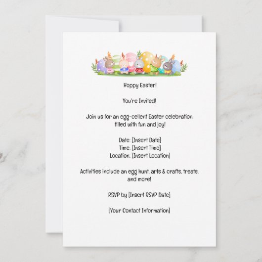 Bunny Hop in Pasen: Save the Date Kaart (Achterkant)