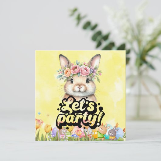 Bunny Hop in Pasen: Save the Date Kaart (Staand voorkant)