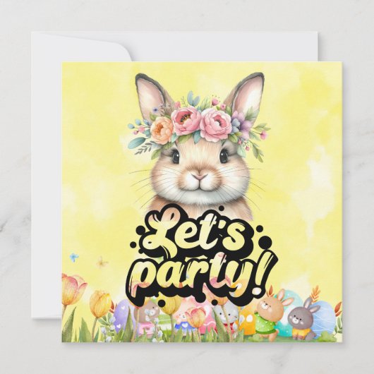 Bunny Hop in Pasen: Save the Date Kaart (Voorkant)