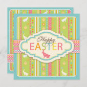 Bunny Hop Invitation Square Kaart (Voorkant / Achterkant)