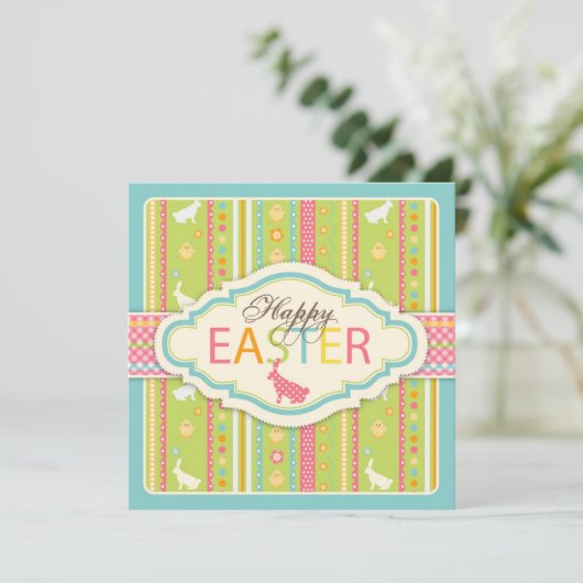 Bunny Hop Invitation Square Kaart (Staand voorkant)