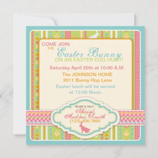 Bunny Hop Invitation Square Kaart (Achterkant)