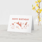 Bunny Hoppy Verjaardag Kaart (Gele Bloem)