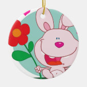 Bunny houdt bloem keramisch ornament (Voorkant)