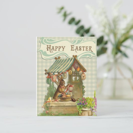 Bunny House Happy Easter Briefkaart (Staand voorkant)