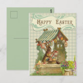 Bunny House Happy Easter Briefkaart (Voorkant / Achterkant)