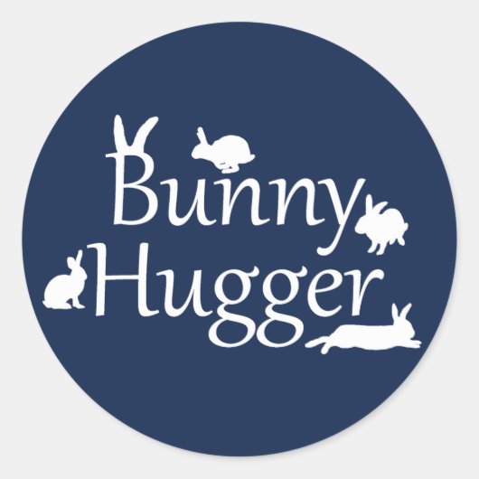 Bunny Hugger Sticker (Marineblauw) (Voorkant)