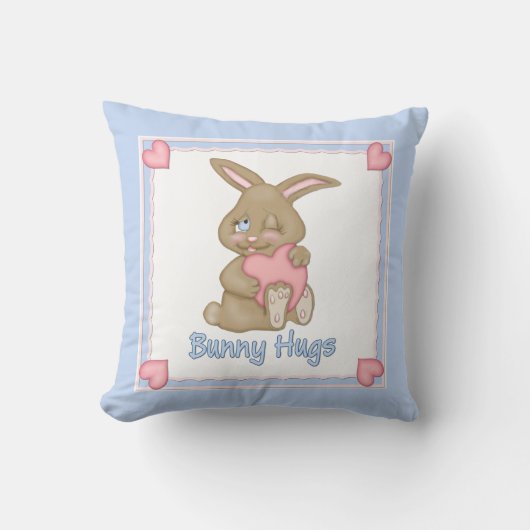 Bunny Hugs Blue Kussen (Voorkant)