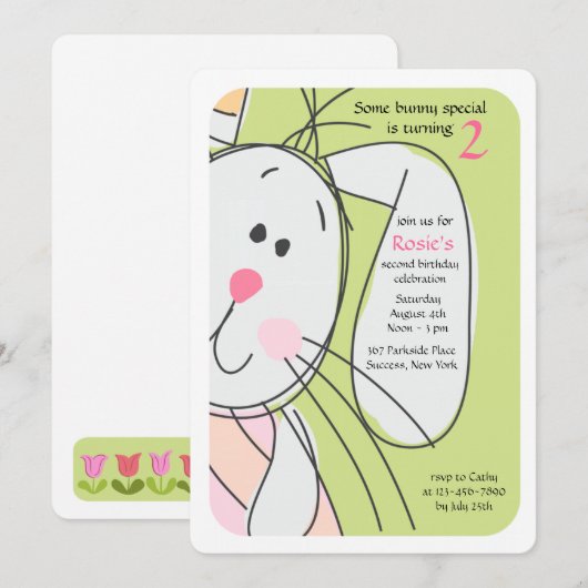 Bunny Huid-en-Seek Uitnodiging (Voorkant / Achterkant)