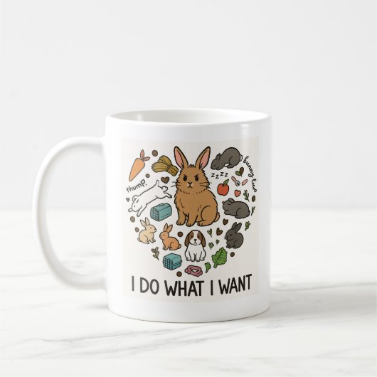 Bunny "I Do What I Want" Tote Bag –Funny Rabbit Koffiemok (Links)