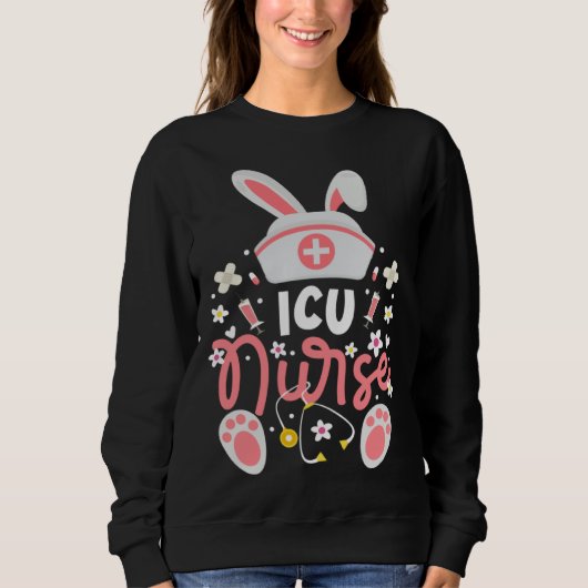 Bunny ICU Nurse Cute Bunny Ears Intensive Care Uni Trui (Voorkant)