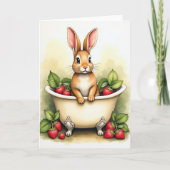 Bunny In A Basin Cute Art Card Kaart (Voorkant)