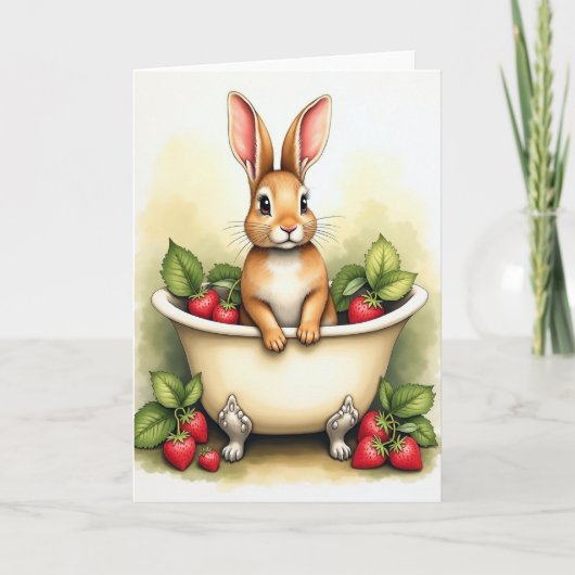 Bunny In A Basin Cute Art Card Kaart (Voorkant)