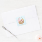 Bunny in Basket Easter Brunch Vierkante Sticker (Envelop)