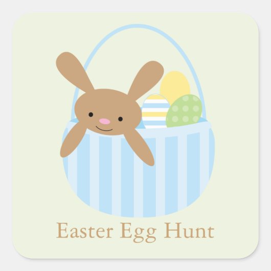 Bunny in Basket Easter Brunch Vierkante Sticker (Voorkant)