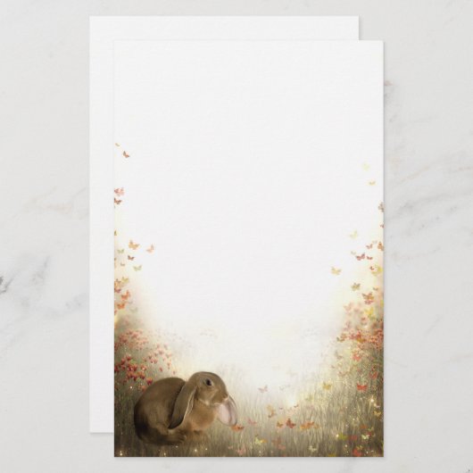 Bunny in bladeren briefpapier (Voorkant / Achterkant)