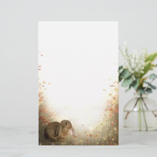 Bunny in bladeren briefpapier (Staand voorkant)