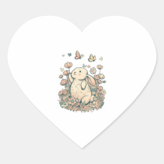 Bunny in Bloemen Hart Sticker