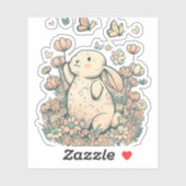 Bunny in Bloemen Sticker (Vel)