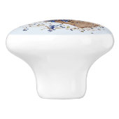 Bunny in Blueberry Wreath Round Ceramic Knob. Keramische Knop (Zijkant)