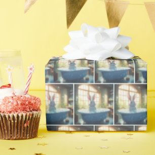 Bunny in bubbelbad cadeaupapier