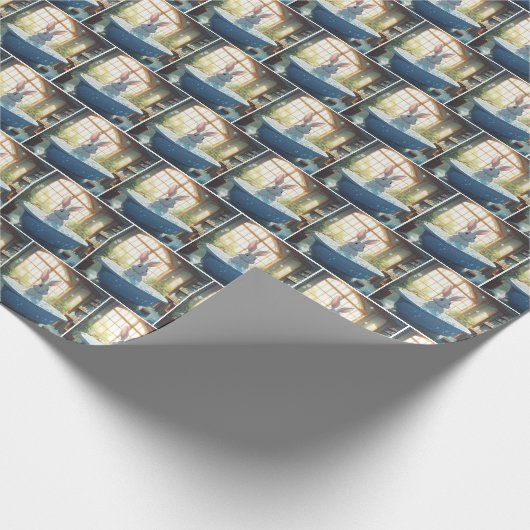 Bunny in bubbelbad cadeaupapier (Hoek)