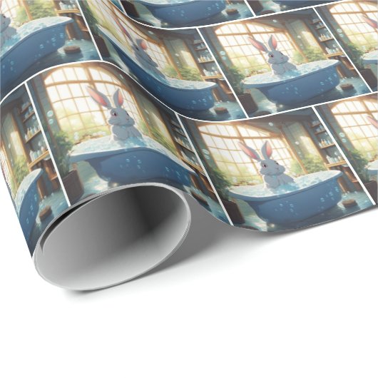 Bunny in bubbelbad cadeaupapier (Rol Hoek)
