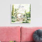 Bunny in Chest Green Leaves Floral Canvas Afdruk (Insitu (Woonkamer))