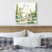 Bunny in Chest Green Leaves Floral Canvas Afdruk (Insitu (Slaapkamer))